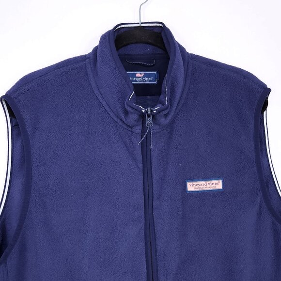 Vineyard Vines Fleece Vest Men's Size Large Harbor Full Zip Blue Pockets Mock - Picture 4 of 12